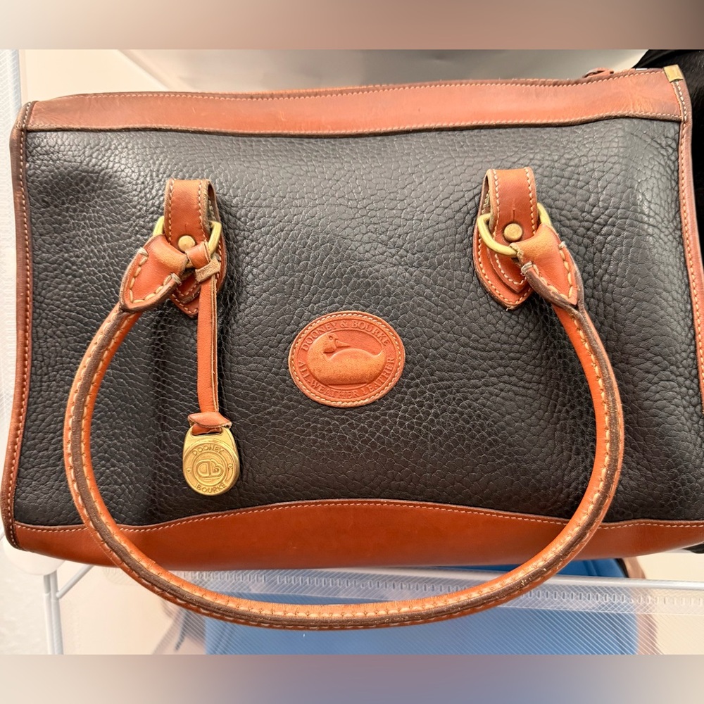 Dooney & Bourke All Weather Leather Small Essex Satchel Black & British Tan R26 - Picture 8 of 17